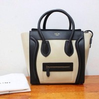 JUAL TAS CELINE MICRO LUGGAGE BI-COLOR BLACK BEIGE MIRROR QUALITY