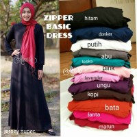 Jual Baju / Gamis / Polos / Jersey / Busui Zipper Basic Dress Murah