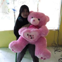 Jual Boneka Teddy Bear Besar Pink I Love you Uk.80cm Murah