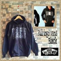 Jaket pria Full Logo Vans Black fleece tebal