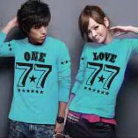 Kaos Couple Lengan Panjang / Baju pasangan One 77 9466