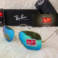 Kacamata Rayban Aviator Diamond Hard Lis Gold Lensa Biru