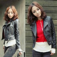 jaket kulit sintetis/ blazer kulit / double kerah