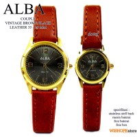 JAM TANGAN KULIT PASANGAN ALBA COUPLE BROWN BLACK