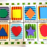 Mainan Edukatif - mainan balok kayu - Puzzle Chunky 8 Bentuk