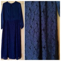 Gamis Bahan Kombinasi LV Polos dan Brokat Katun