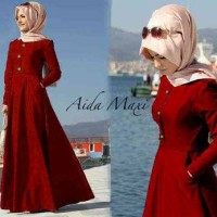 Jual DRESS MUSLIM DENIM MAXI AIDA MARON FREE PASHMINA SPANDEK Murah