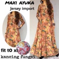 Gamis kancing bahan jersey untuk ibu menyusui