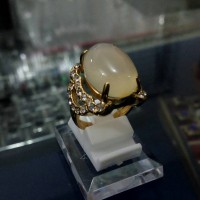 Cincin Batu Akik Wanita - Cincin Batu Biduri Bulan Titanium