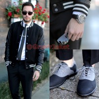 Jual Jaket Varsity/Baseball Polos Hitam + Kulit Imitasi Murah