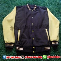 Jaket Varsity/Baseball Polos Coklat Kuning