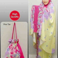 Sv5452 mukenah bali rainbow yellow bahan cotton rayon kerudung PJ=136
