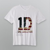 Jual One Direction American Flag kaos V-neck t-shirt tees DTG A3 putih Murah