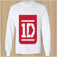 Jual One Direction Red Logo kaos t shirt lengan panjang DTG A3 Murah