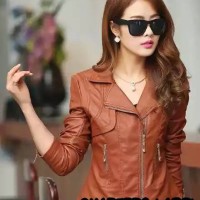 Jual JACKET SEMI KULIT SINTETIS BROWN Murah
