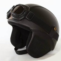 Jual Helm Retro Kacamata Kalep warna Black Solid Murah