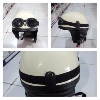 Jual Helm retro Chips Kupingan New Cream Murah