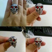 cincin biker ring skull tengkorak red eyes