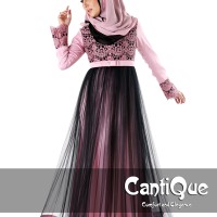 Busana muslim pesta baju gamis dusty pink cq1513 by CantiQue