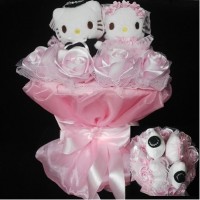 Jual Hand bouquet bunga tangan hello kitty 2 pasang pengantin pink Murah