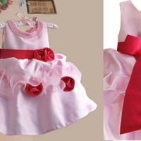 Dress anak import zoe flower pink