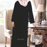 Gamis Hitam Cape Dress Aksen Brokat Furing Shasmira Akhwat 008 Elegan