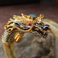 Gelang Akar Bahar Dengan Perak Motif Naga Putih