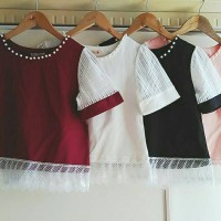 Jual Pearl with Feather Lace Blouse Murah