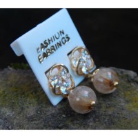 Anting perak batu 3 zircon dan rambut sedana