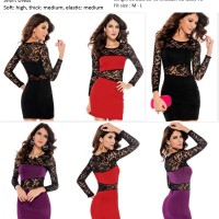17743 BAJU TERUSAN SEXY WANITA KOREA IMPORT PESTA BROKAT LACE DRESS