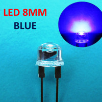 LED 8mm Straw Hat Lampu Topi Super Bright 0.5W Warna Blue Biru