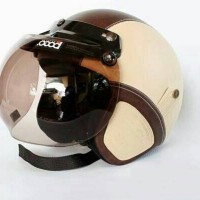 Jual HELM RETRO BOGO KULIT CLASIC COKLAT KREM Murah