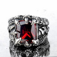 Jual Luxuriouz Titanium Ruby Flame Claw Ring / Cincin Titanium Murah