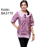 Blus Batik Kerah Lurik Lengan Pendek