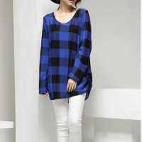 Blue Plaid Blouse-217968