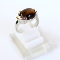 Cincin Batu Tiger Eye - Cincin Batu Akik Tiger Eye Silver Wanita #3