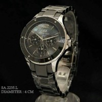 JAM TANGAN LADIES ORIGINAL SWISS ARMY KERAMIK SA 2235 SILVER HITAM