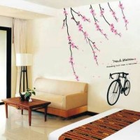 Jual WALL STICKER/WALL STIKER TRANSPARAN 50X70-AY931-PEACH BLOSSOM N BIKE Murah