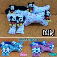 Jual Bantal Mobil 3 in 1 Boneka MIKI and DORAEMON Blue/Pink Murah