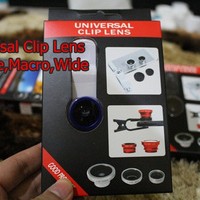 Lensa jepit / Cliplens camera 3in1 ( fish eye , wide , macro ) untuk semua kamera hp bb , iphone , samsung , dll
