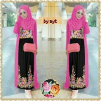 CERRY ROSE PINK DRESS LONG CARDI BAJU HIJABERS REMAJA