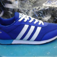 sepatu adidas neo clasik murah warna biru lis putih+ box