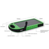 Jual Solar Waterproof Power Bank 5000mAh - Green/Black Murah