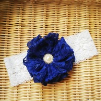 Jual Bandana bayi baby headband jepit rambut bando anak bunga biru 0131 Murah