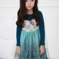 IG 279 Frozen Blue snow Elsa's party dress / baju pesta anak import