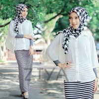 Jual ZIYA ECER STRIPE SKIRT ROK GARIS HITAM PUTIH PANJANG SKINNY PENSIL Murah