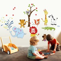 Jual WALLSTICKER 60X90/WALLSTIKER TRANSPARAN-AY9221-ANIMAL PARADISE Murah
