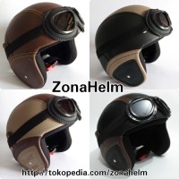 Jual helm retro coklat krem hitam Murah