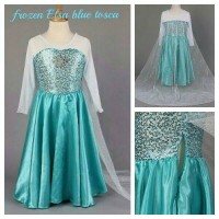 Jual Baju Frozen Elsa Ana Kostume Blue Tosca with wht lace Murah