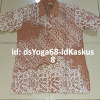 Kemeja Batik Tulis Coklat Muda Dasar Putih Semarangan,M Slim Fit